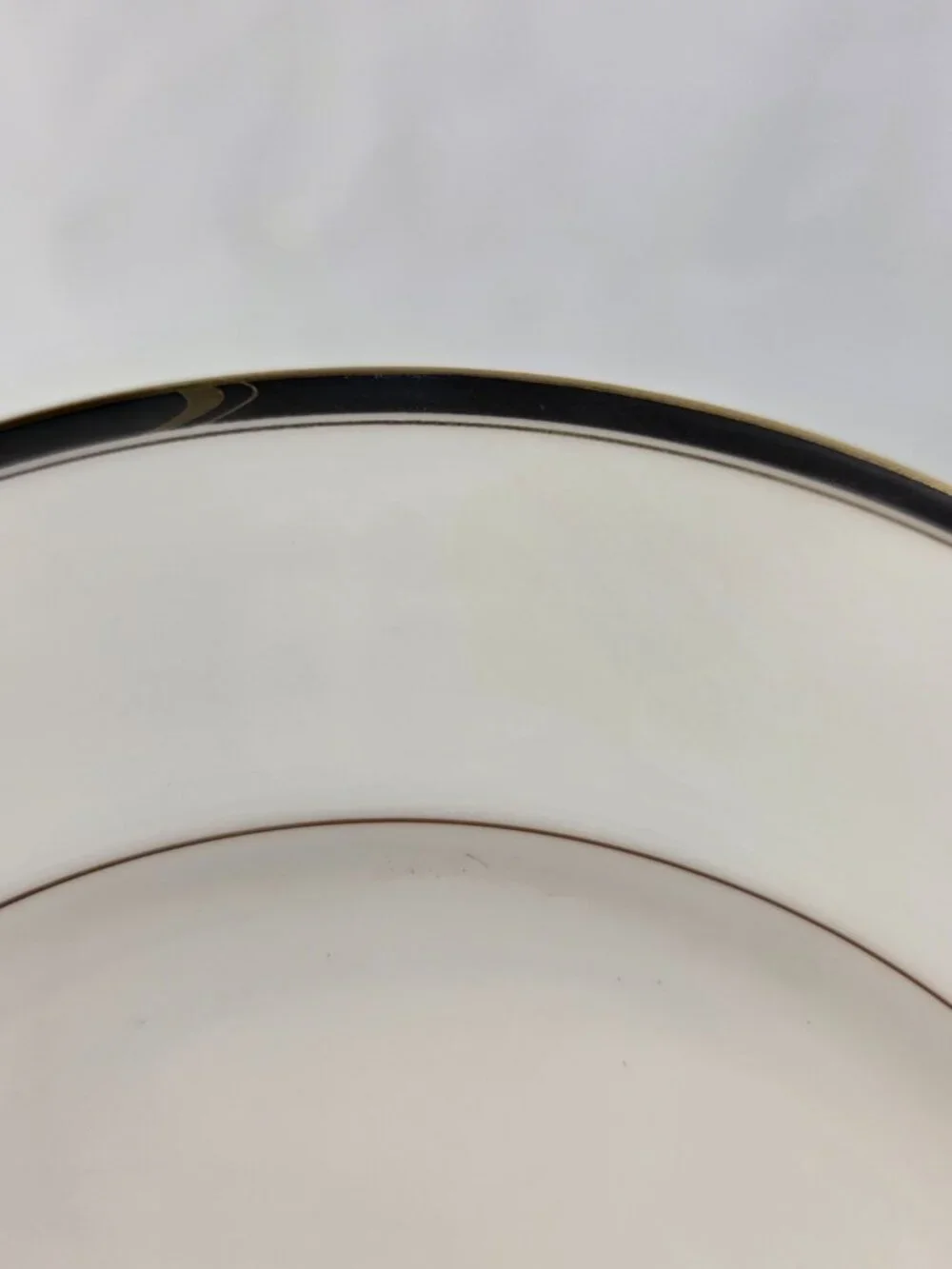 ONE Mikasa Academy Bone China Salad Plate White with Black & Gold Band NEW